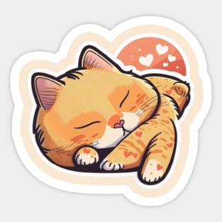 Sleepy Cat Valentine's Day Sticker